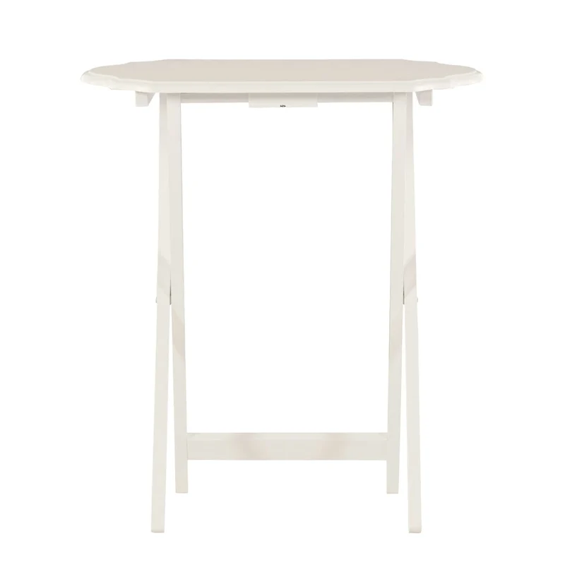 Routed Edge Foldable Snack Tray Tables - 26.25 - White - Set of 2