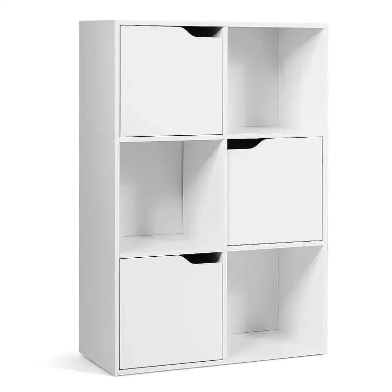6 Cube Bookcase Cabinet Wood Bookcase Storage Shelves Room Divider Organization
