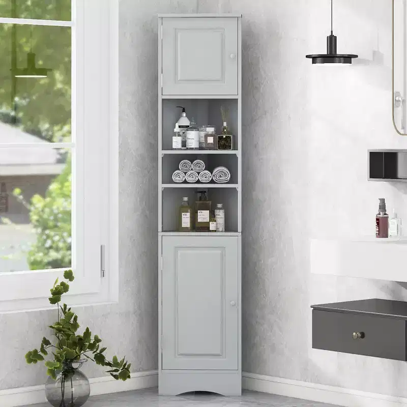 CASAINC 66.9H Tall Corner Cabinet with 2 Doors, Adjustable Shelves, Multi-Functional Storage