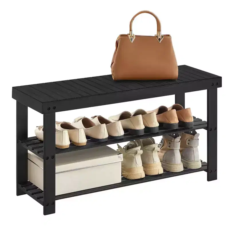 3-Tier Bamboo Shoe Rack Bench - Entryway Seat, 286 lb Capacity