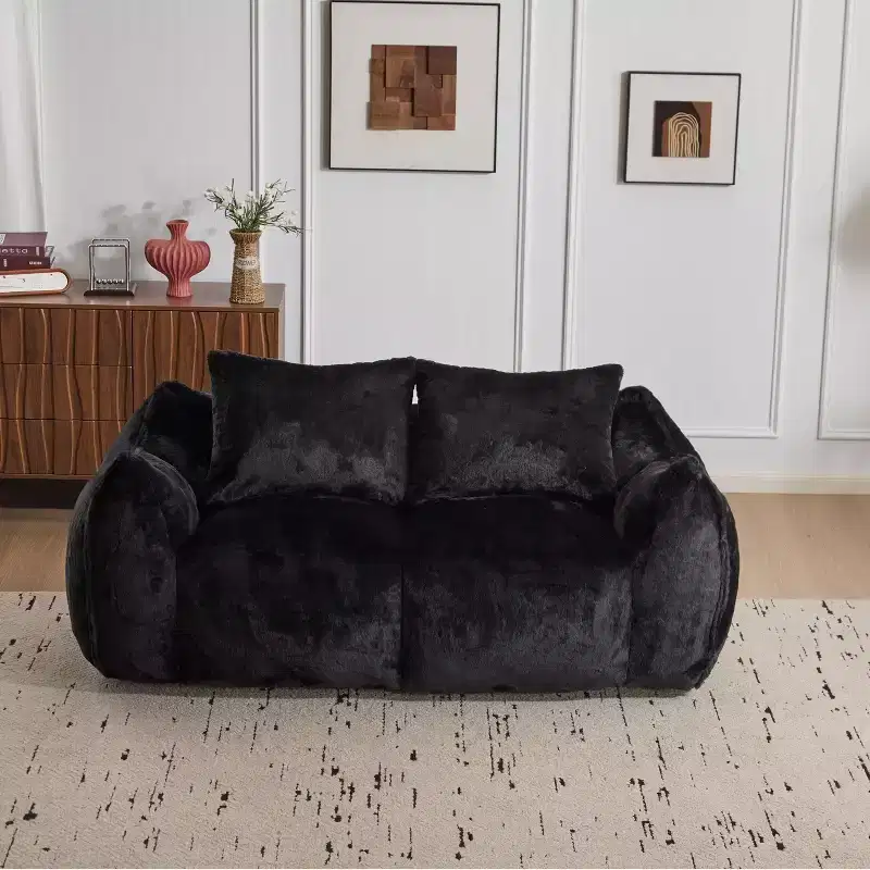 Okak Giant Bean Bag Sofa with 2 Pillows, Bean Bag Chair with Memory Foam for 2, Floor Chairs Lounge Sofa Chair for Living Room