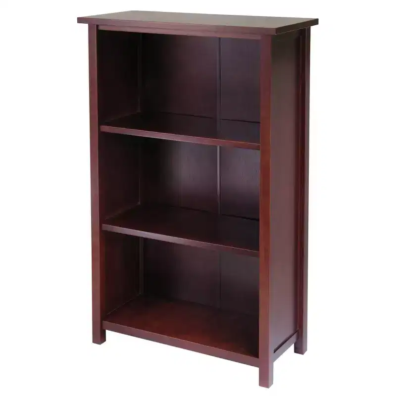 Walnut 3-Tier Storage Shelf with 6 Black Fabric Baskets