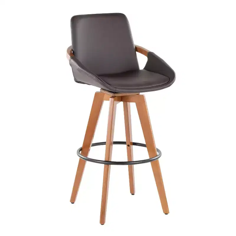 LumiSource Cosmo PU Counter Height Barstool Walnut Bamboo/Brown