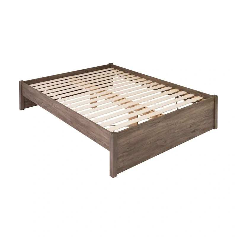 Queen 4-Post Platform Bed with Wood Slat System – Black / Driftwood Grey / Espresso / White, 1-Unit