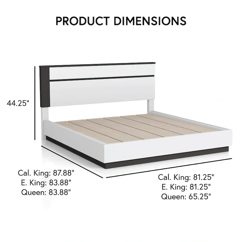 Furniture of America Conjira Modern 3-Piece White Wood Platform Bedroom Set