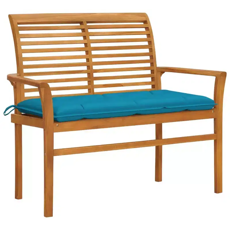 vidaXL Garden Bench Light blue (cushion), Natural teak (wood)