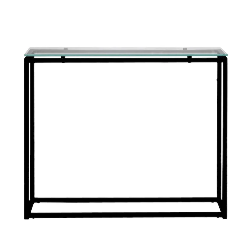 HomeRoots 36 Clear and Silver Glass Sled Console Table