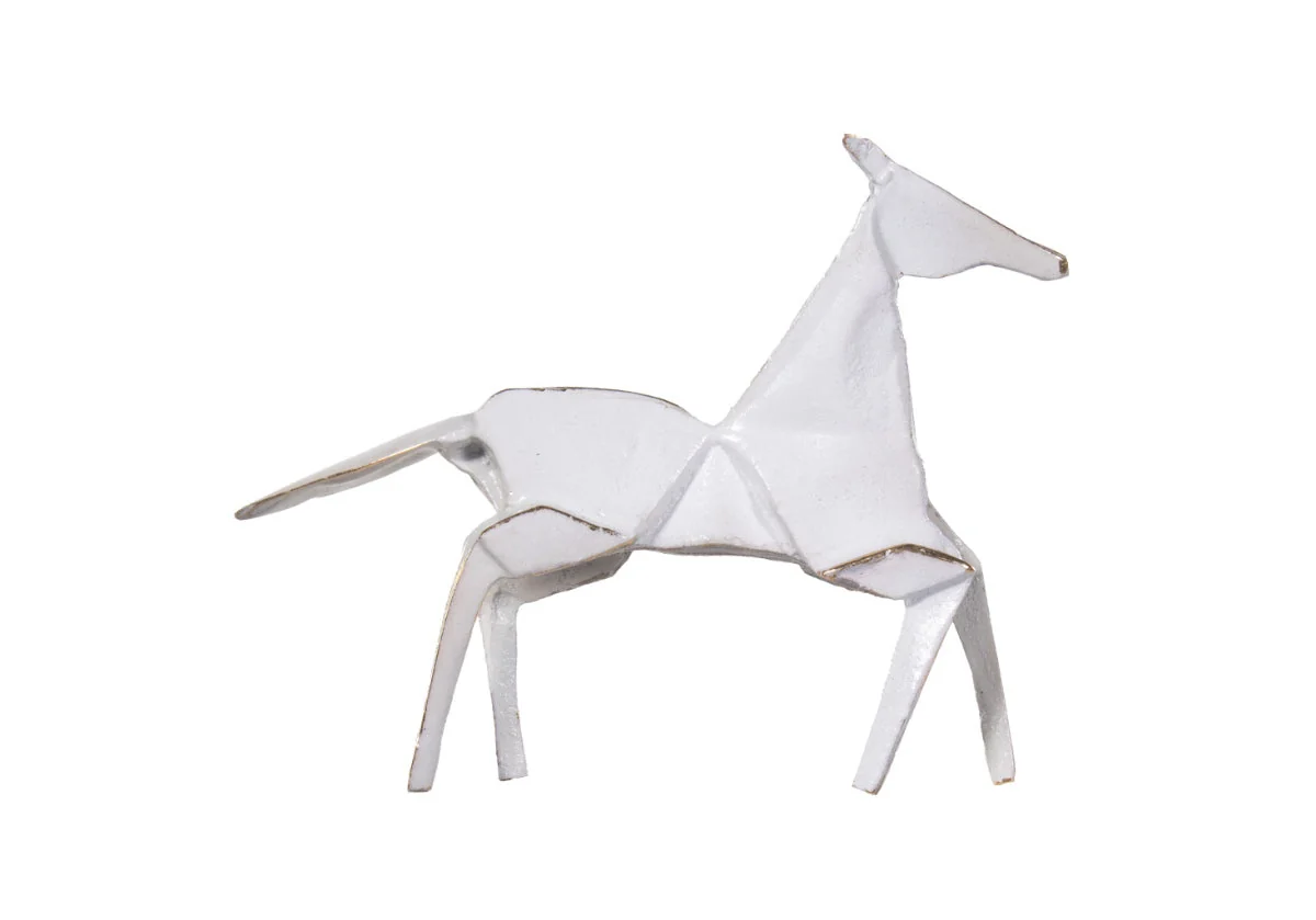 Classical Brass Horse Sculpture with Petite Cast Detailing for Study & Living Room
