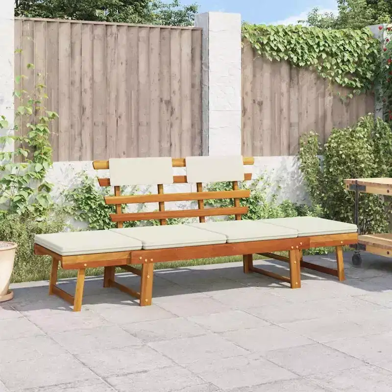 vidaXL Garden Bench Green, Brown Solid Acacia wood, Polyester Medium