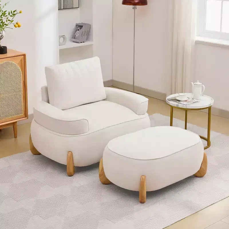 Hyleory 46.06'' Velvet Accent Chair with Ottoman, Mid Century Modern Corduroy Sofa Armchair and Footrest Set,Upholstered Club Tub Arms Chair