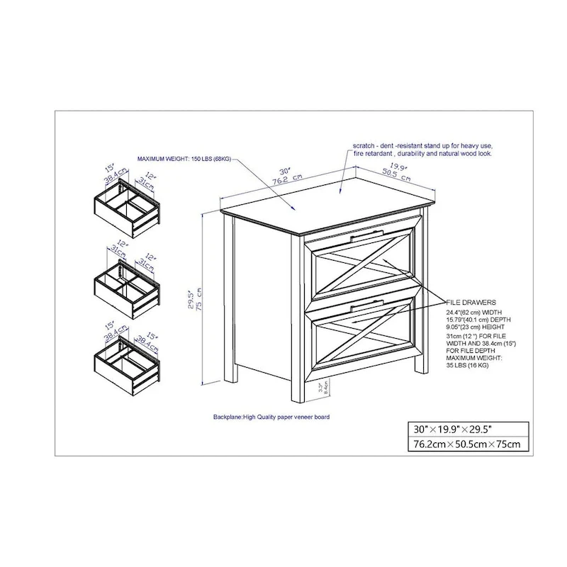 Saint Birch Houston Rustic Brown 2-drawer Lateral Filing Cabinet