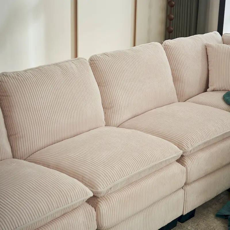 White 118.1 Luxurious U-Shaped 6-Seater Sofa