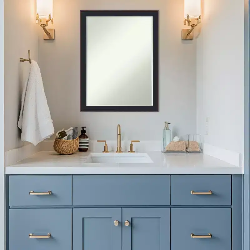Black Bronze Beveled Bathroom Wall Mirror 26.5 x 20.5 in.
