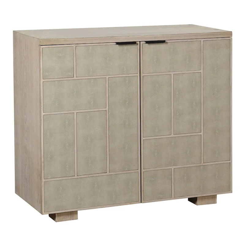 Accent Cabinet with 2 Shagreen Finished Doors – Luxury Mid-Century Modern Storage