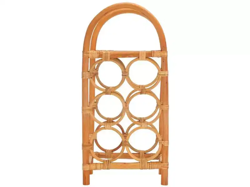 Rattan Bottle Rack - Natural, Holds 6 Bottles
