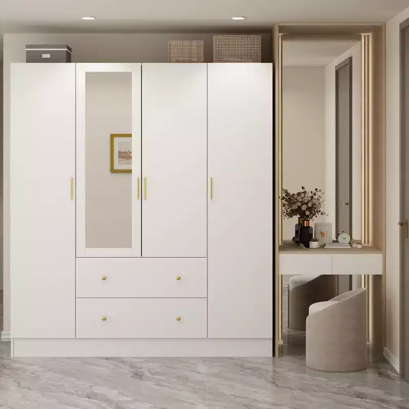 Famapy Modern Wardrobe with Mirror Closet Organization Armoire: Sturdy Rails, Smooth Drawers  Practical & Stylish