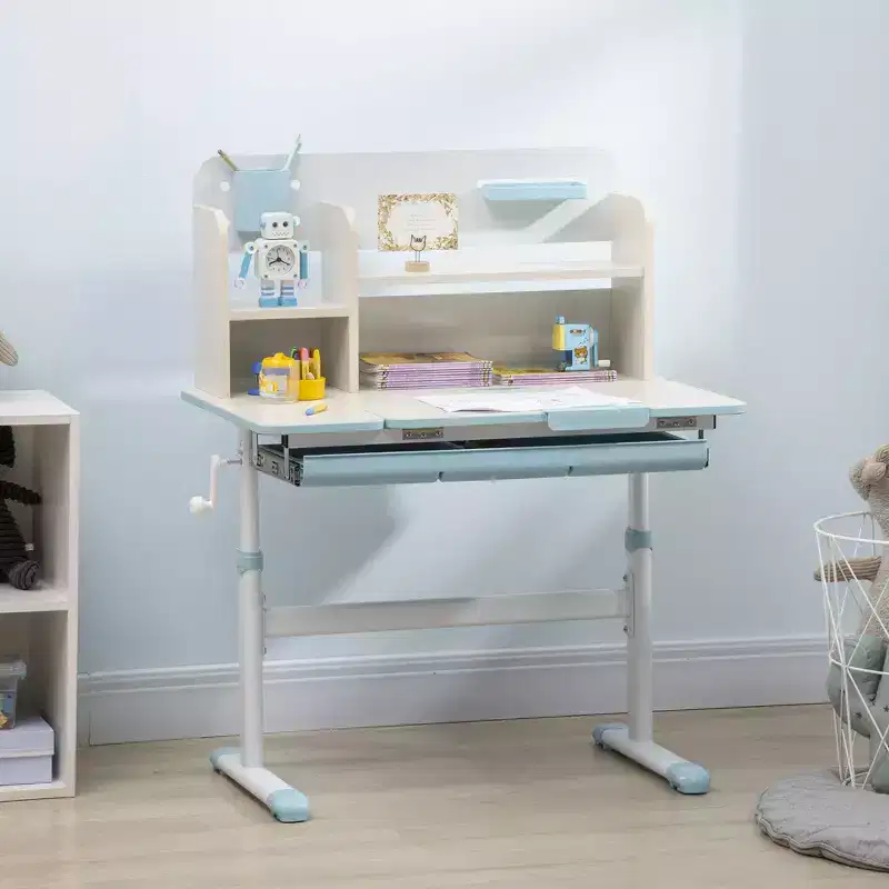 Kids Adjustable Desk with Tilt Desktop and Drawer - Blue