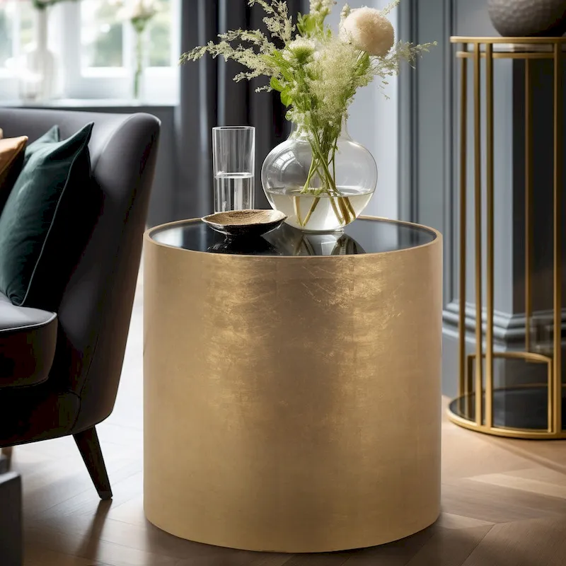 Sagebrook Home Modern Glam Wood Round Glass Coffee and End Table