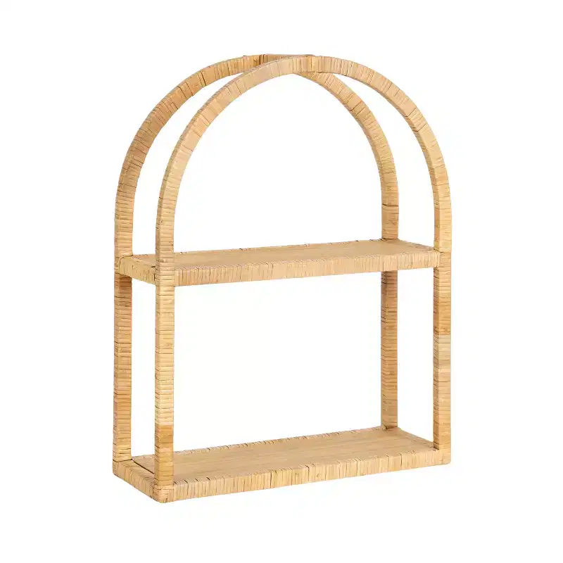 Arched Rattan Wall Shelf, Natural, 18x23