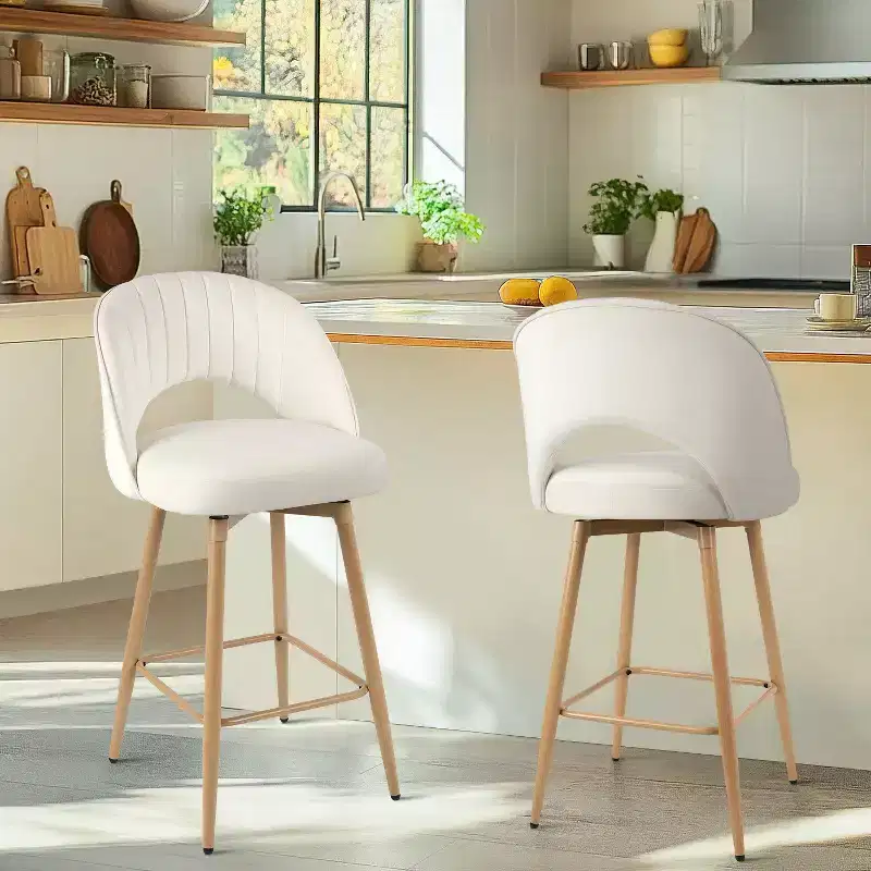 Counter Height Stools, Swivel Barstool, FSC Certified Upholstered Bar Stools