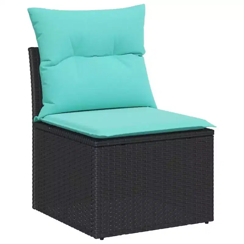 vidaXL Garden Sofa Set with Cushion 4 pcs Black Poly rattan