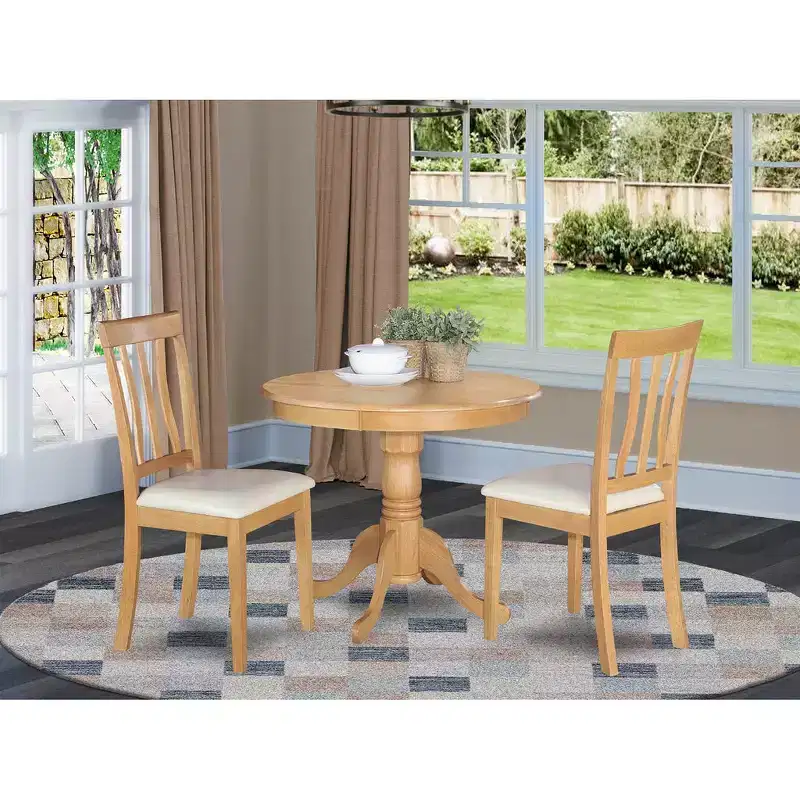 HomeStock Belmont Kitchen Table Set - Table And 2 Dining Chairs, Oak