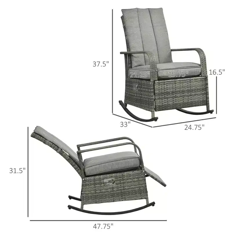PE Rattan Rocking Recliner with Footrest