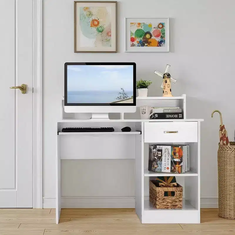 Modern Computer Desk with Storage, Adjustable Shelf for Home Office and Gaming