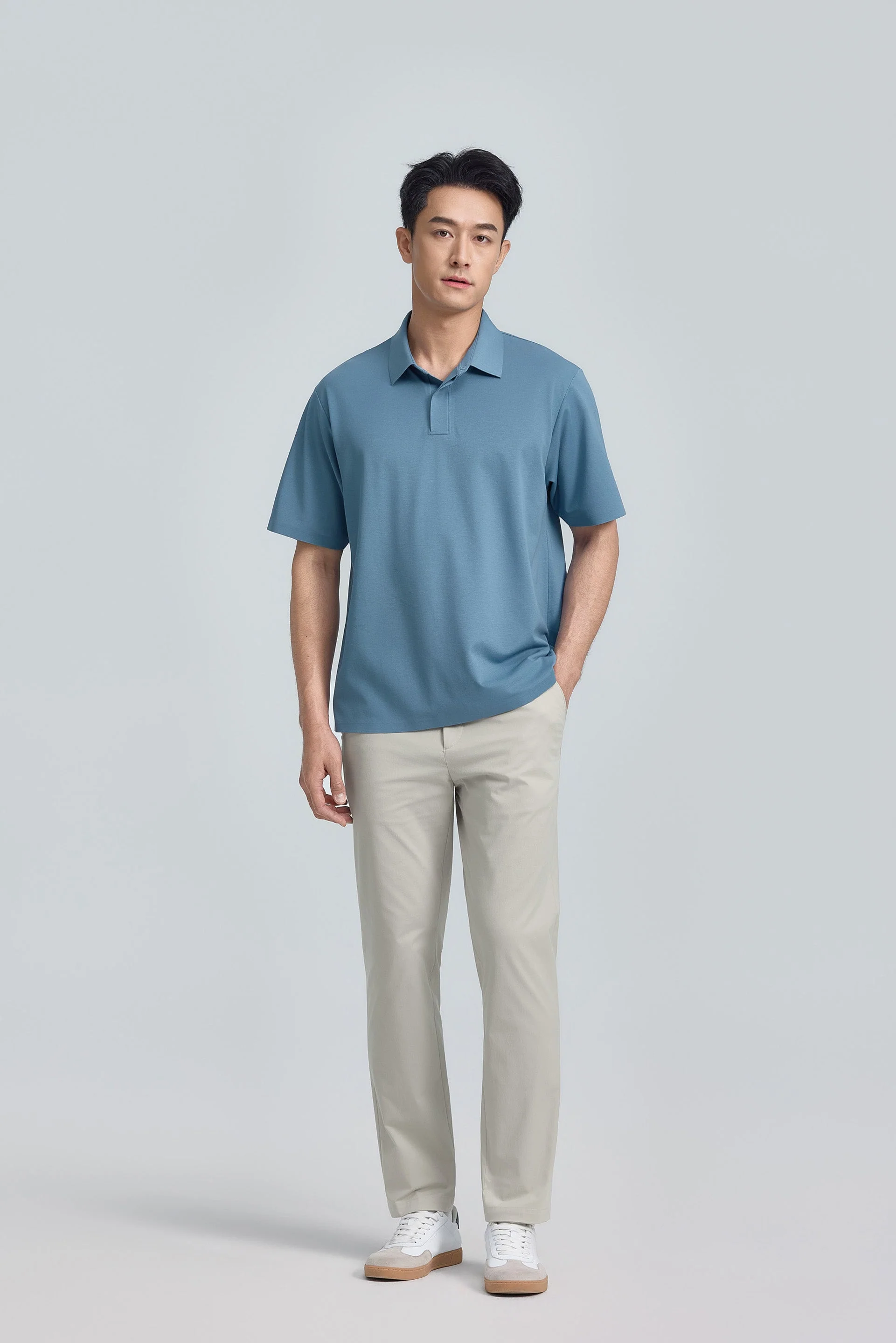 Concealed Placket Sharp Pique Polo – Mystic Blue