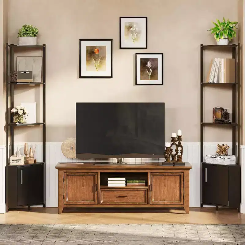 Corner Shelf 5-Tier Modern Wall Mounted Display Rack Adjustable Brightness Space-Saving Storage for Bedroom Living Room Office