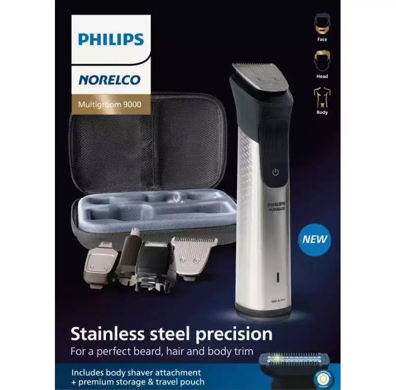 Philips Norelco Multigroom 9000 Men's Rechargeable Electric Trimmer - MG9510/60 - 21pc: Body And Facial Hair, Battery Powered, For All Hair Types