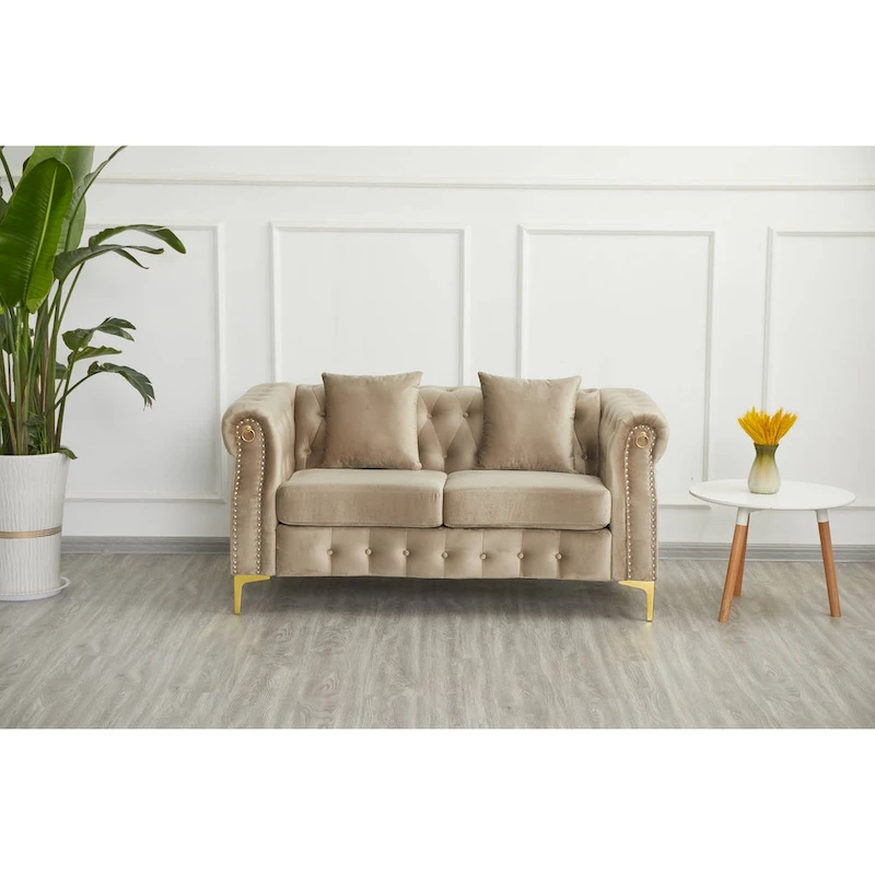 Velvet 2 Piece Loveseat and Sofa Living Room Set