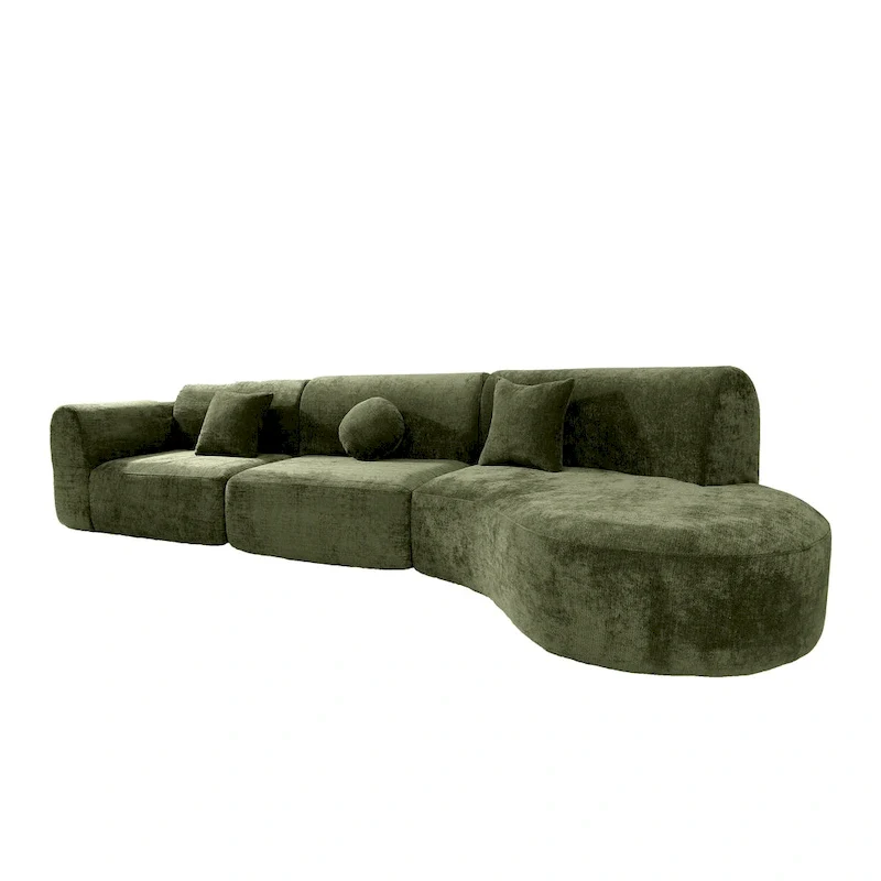 Christopher Knight Home- Buker Curved Polyester Sectional Sofa