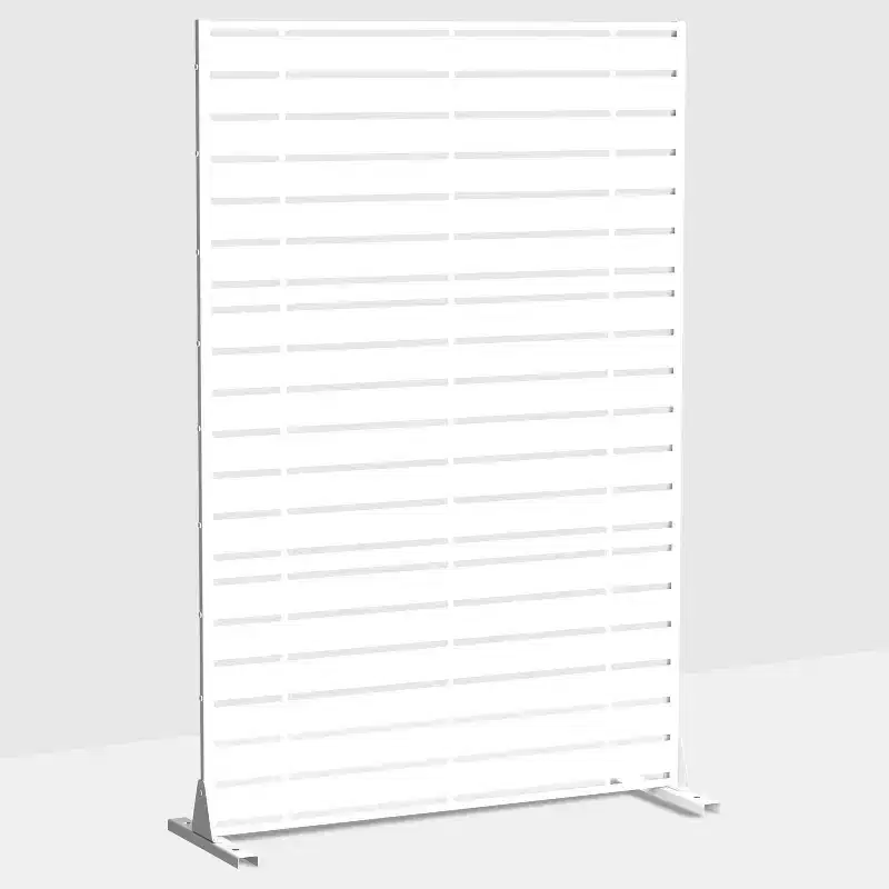 Adams Fine Four-Fold Louvered White Galvanized Steel Screen 183x120x40cm