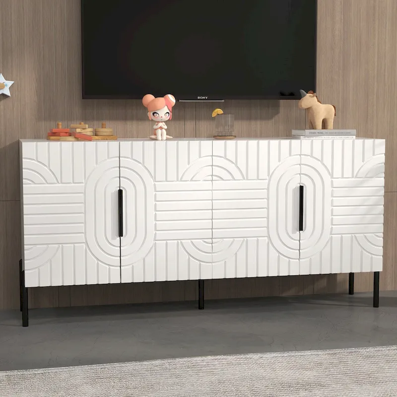 Chic Elegance 63-Inch White TV Stand - Fits Up to 65 TV - 63 in Width