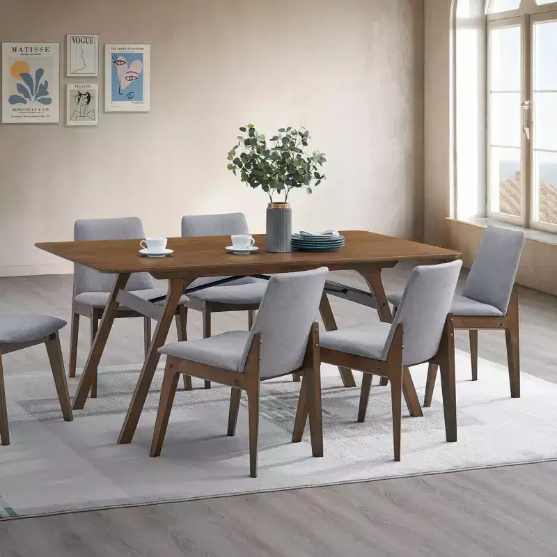 GDFStudio Lucia Modern Wood and Fabric Upholstered Dining Chair(Set of 2)
