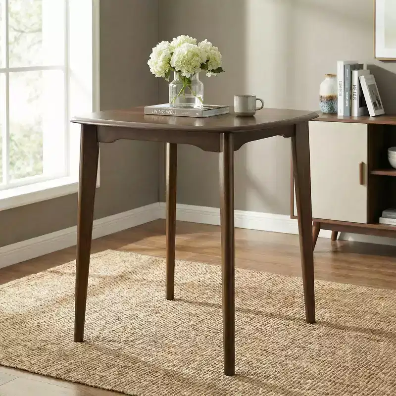 Lukas Modern Square Rubber Wood Counter Table with Curved Edge