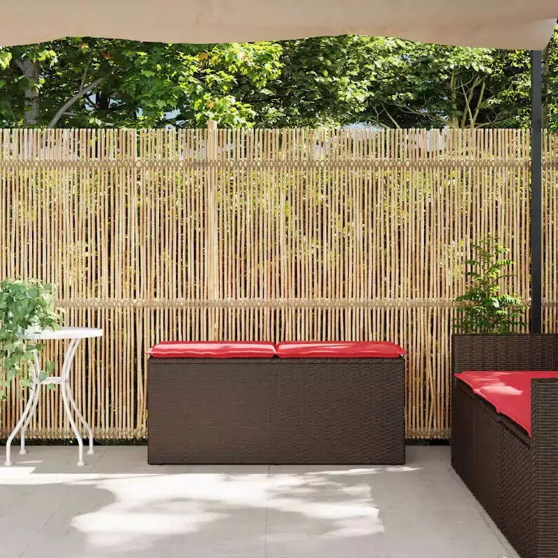 vidaXL Patio Bench with Cushion Brown 43.3x15.7x17.3 Poly Rattan