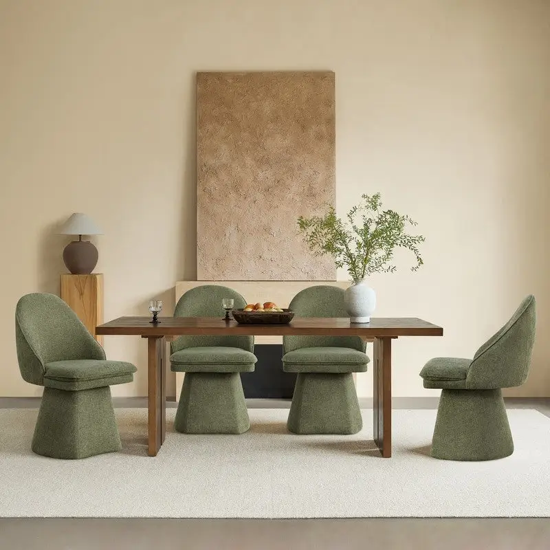 Darah Upholstered Swivel Armless Dining Chair Double-layered Cushions
