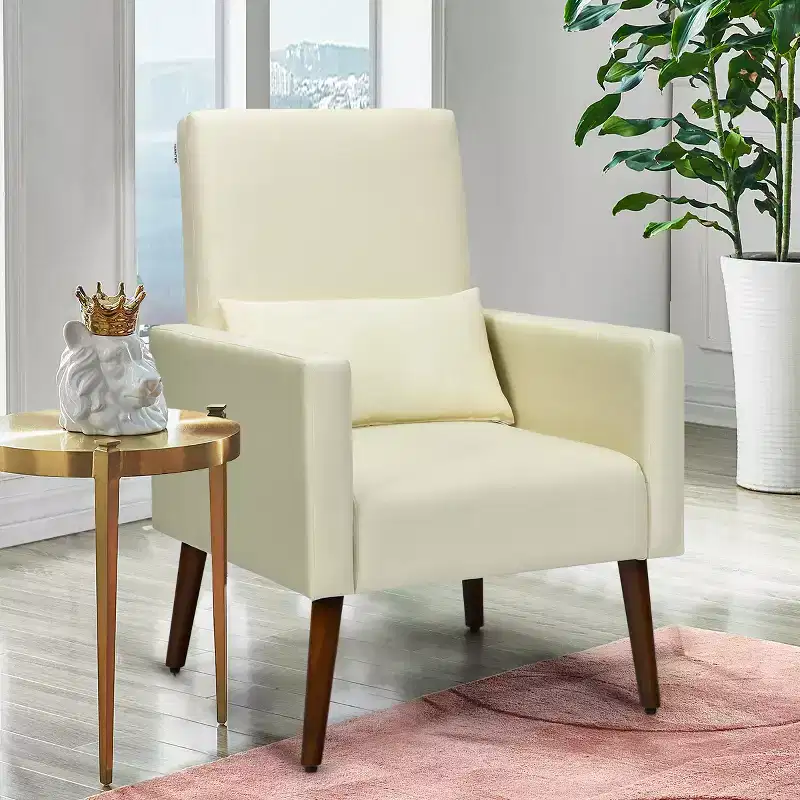 Costway 2-in-1 Fabric Upholstered Rocking Chair Nursery Armchair with Pillow Beige