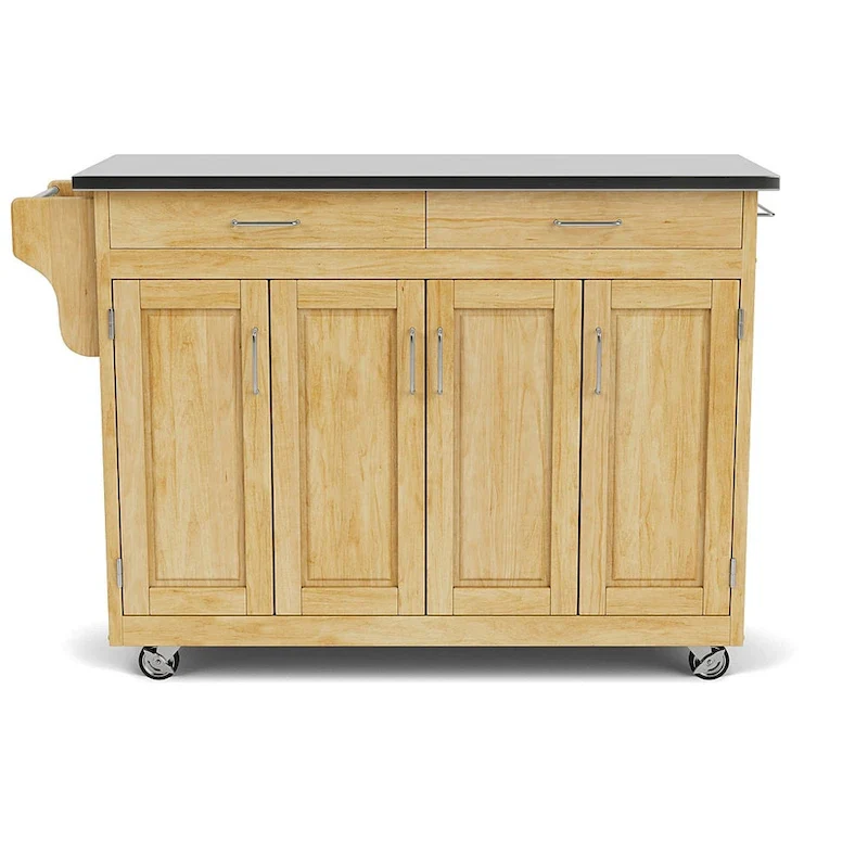 Homestyles Create-a-Cart Natural Mobile Kitchen Cart with Stainless Steel Top