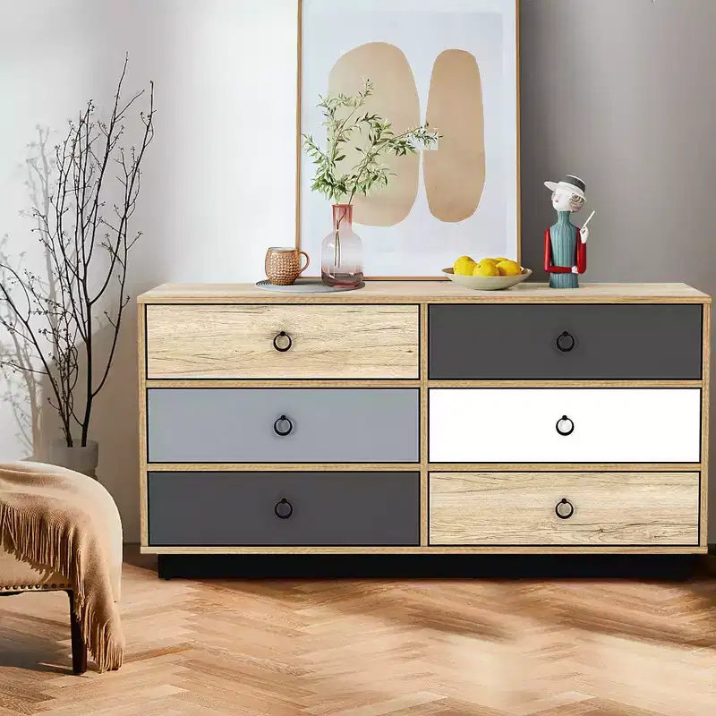 Costway 6 Drawer Double Dresser Accent Storage Tower for Bedroom Hallway Entryway