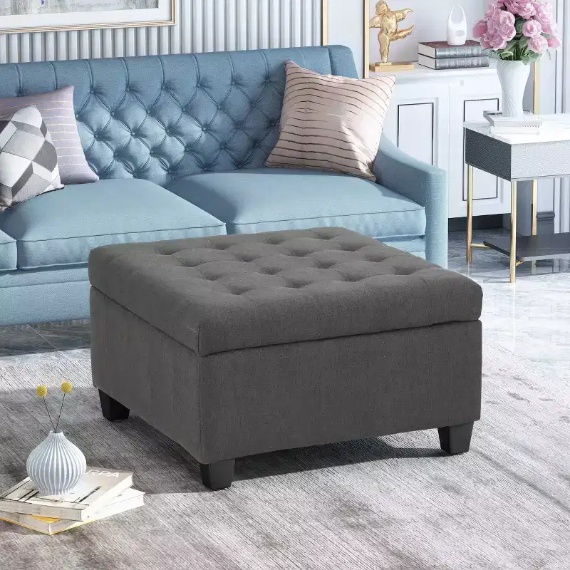 Isabella Contemporary Tufted Fabric Storage Ottoman - Christopher Knight Home
