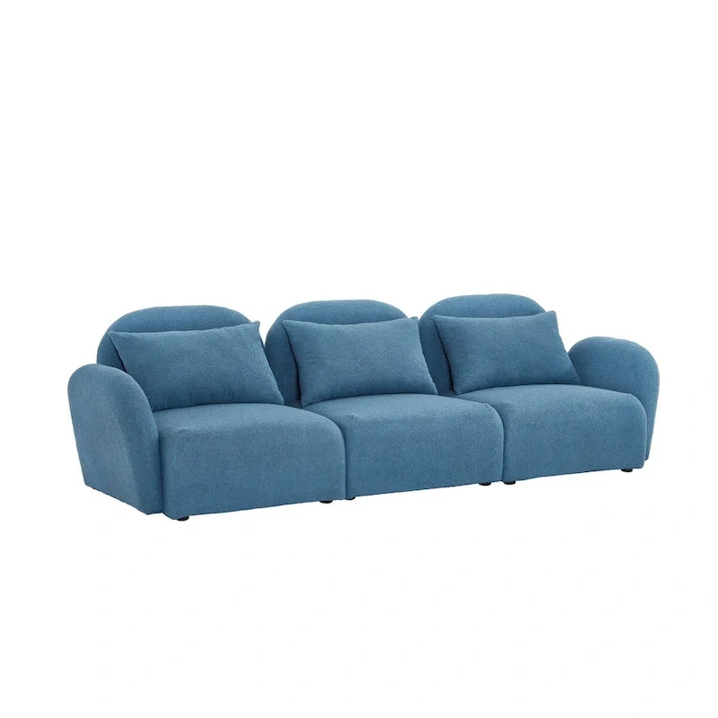 Living Room Furniture Three Seat Lazy Sofa Teddy Fabric White,High quality and durable