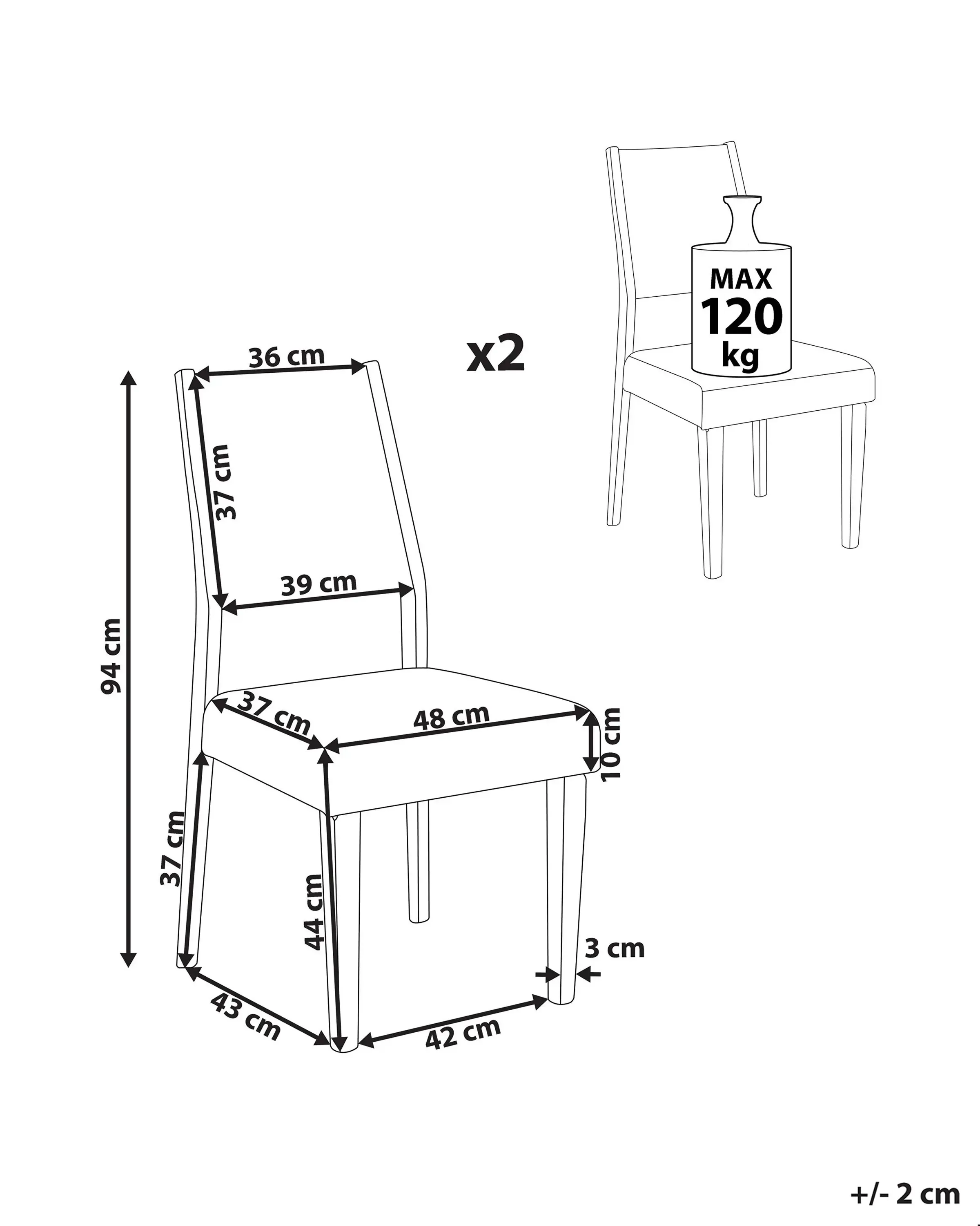 Set di 2 sedie da pranzo Legno Grigio