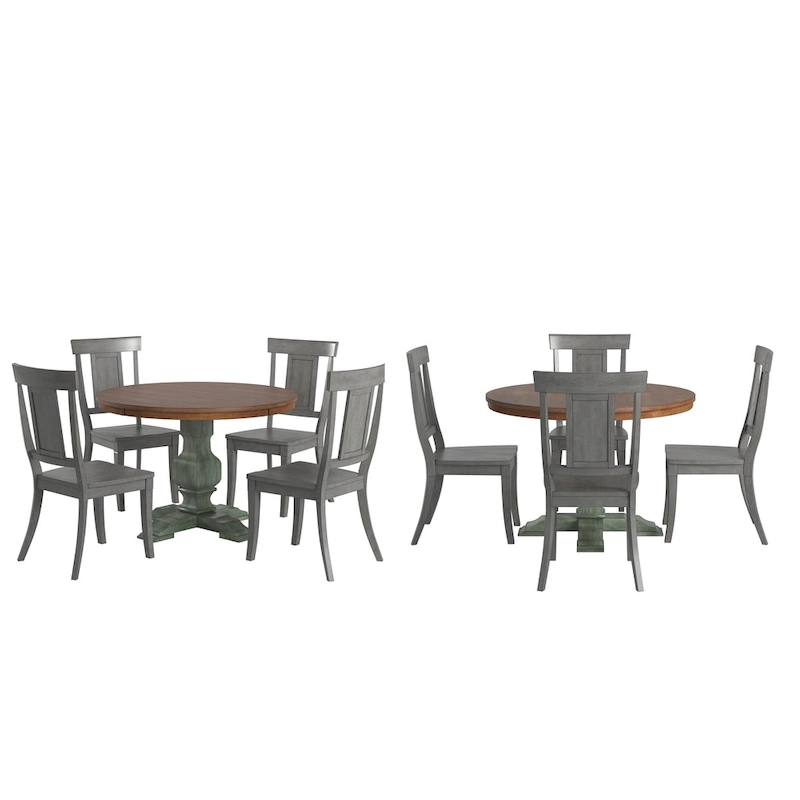 Ronda 45 Round Solid Wood Top Dining Set with Panel Back Chairs