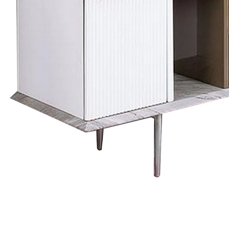 70-Inch TV Stand with 1 Drawer and Open Shelves — White, Champagne & Gray