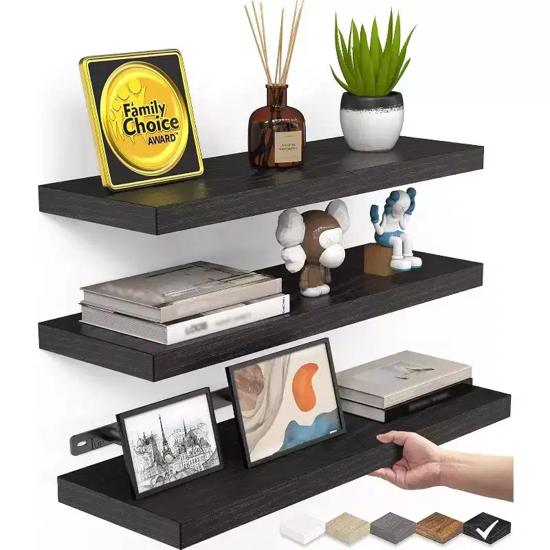 Home Collection Rustic Black Floating Shelves Set of 3