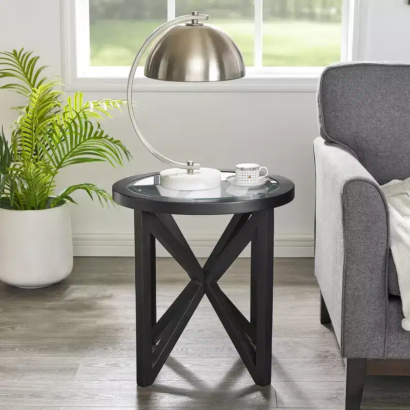 Glass Coffee Table End Table Cocktail Table Center Table Side Table Accent Table, Oval/Round - ModernLuxe
