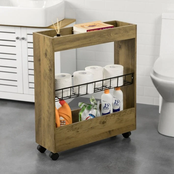 Haotian BZR46-W, Freestanding Bathroom Cabinet with 3-tier Shelf